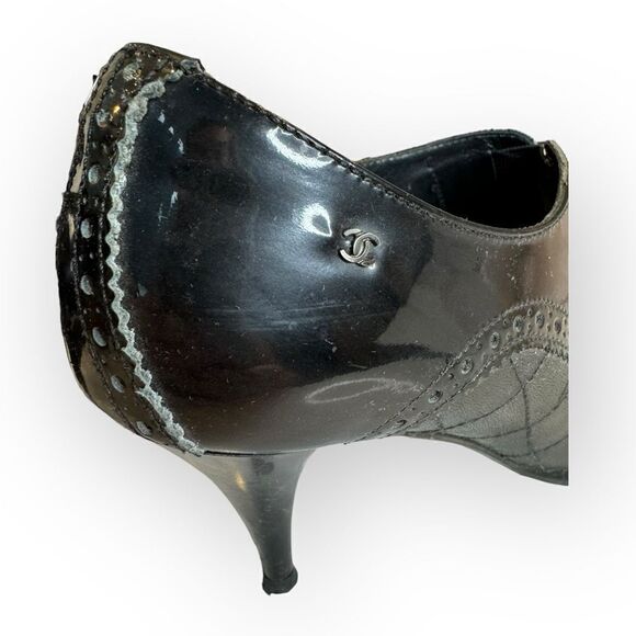 Chanel Patent Leather Lasercut Booties 37.5 - Picture 8 of 14
